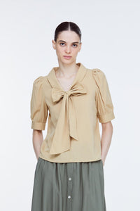 AB 10148 FRONT RIBBON BLOUSE GOLD