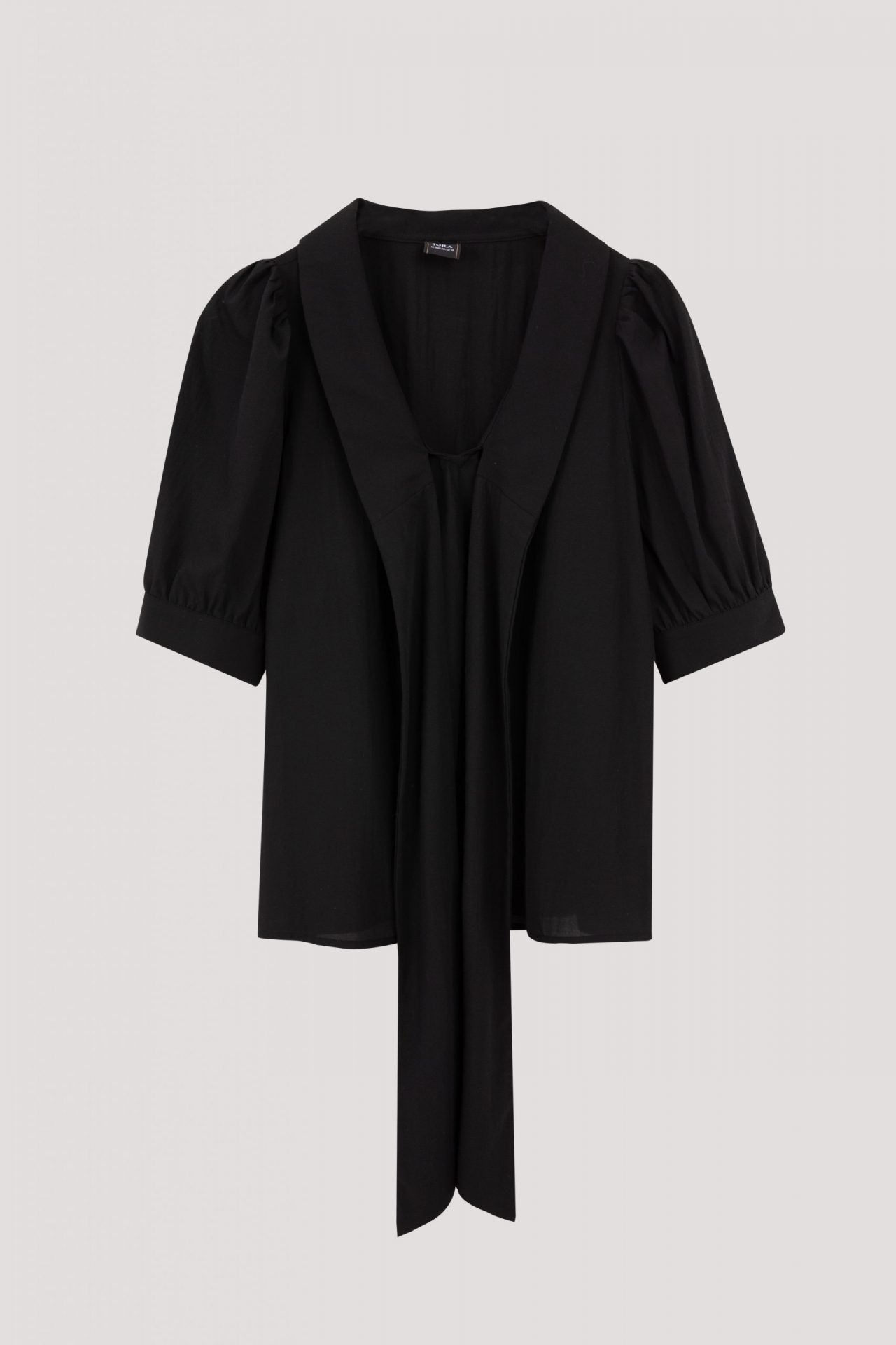 AB 10148 TIED NECK COLLAR BLOUSE BLACK