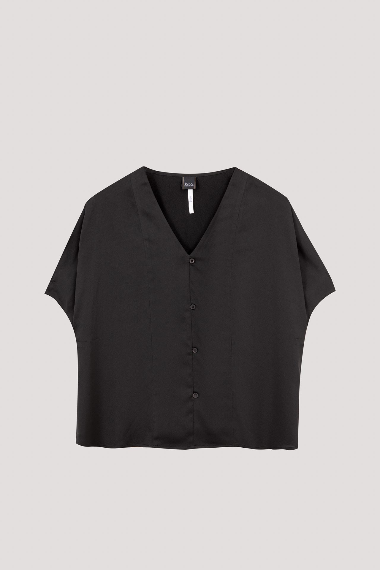 AB 10705 V-NECK BUTTONED BLOUSE BLACK