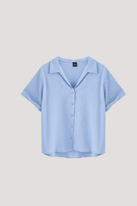 AB 10871 SHORT SLEEVE BUTTON DOWN TOPS SKY BLUE