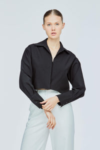 AB 10996 CROPPED SHIRT TOP BLACK
