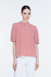 AB 11174 HIGH NECK BLOUSE RUSTY RED