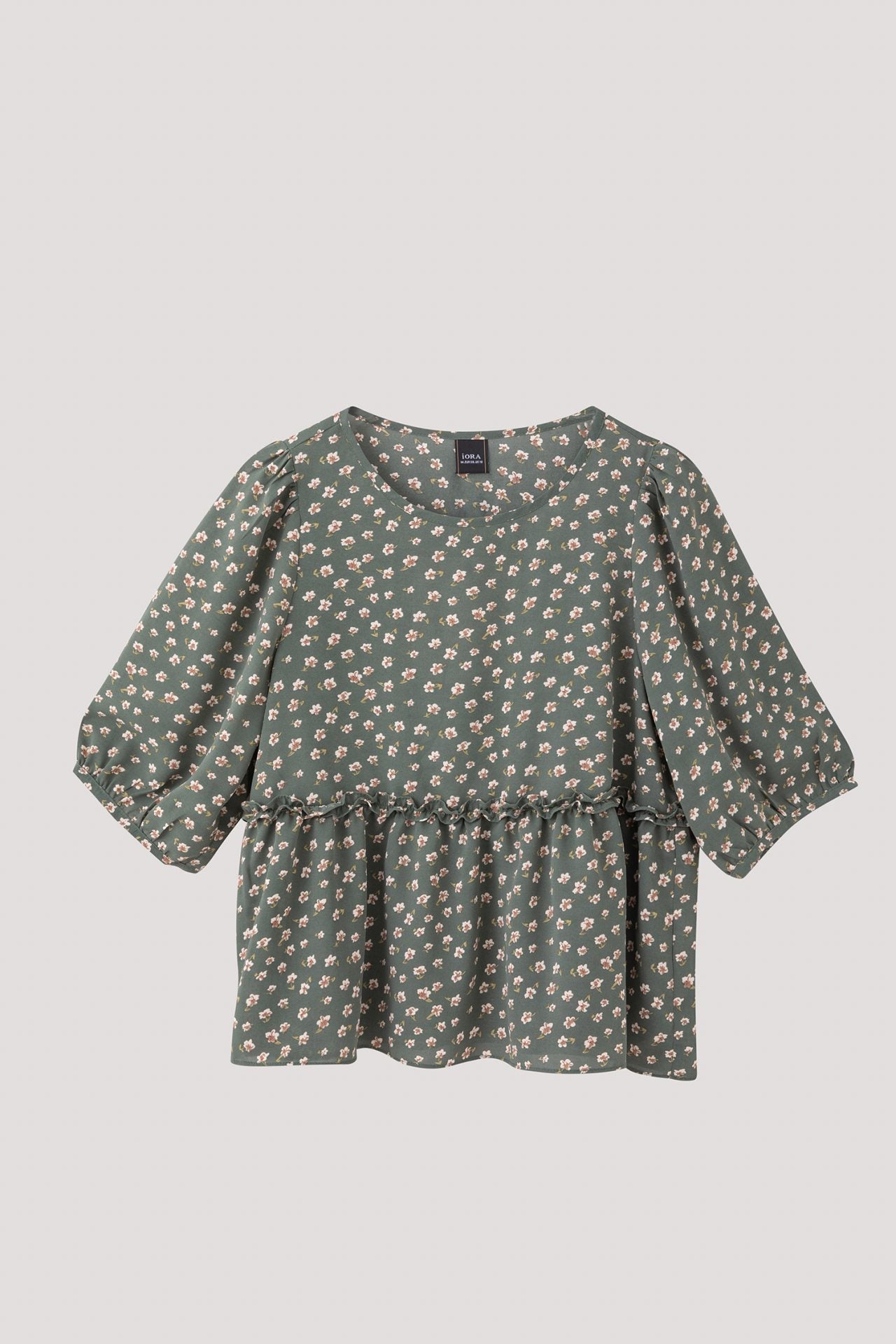 AB 11514 PEPLUM TOP HUNTER GREEN