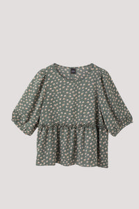 AB 11514 PEPLUM TOP HUNTER GREEN