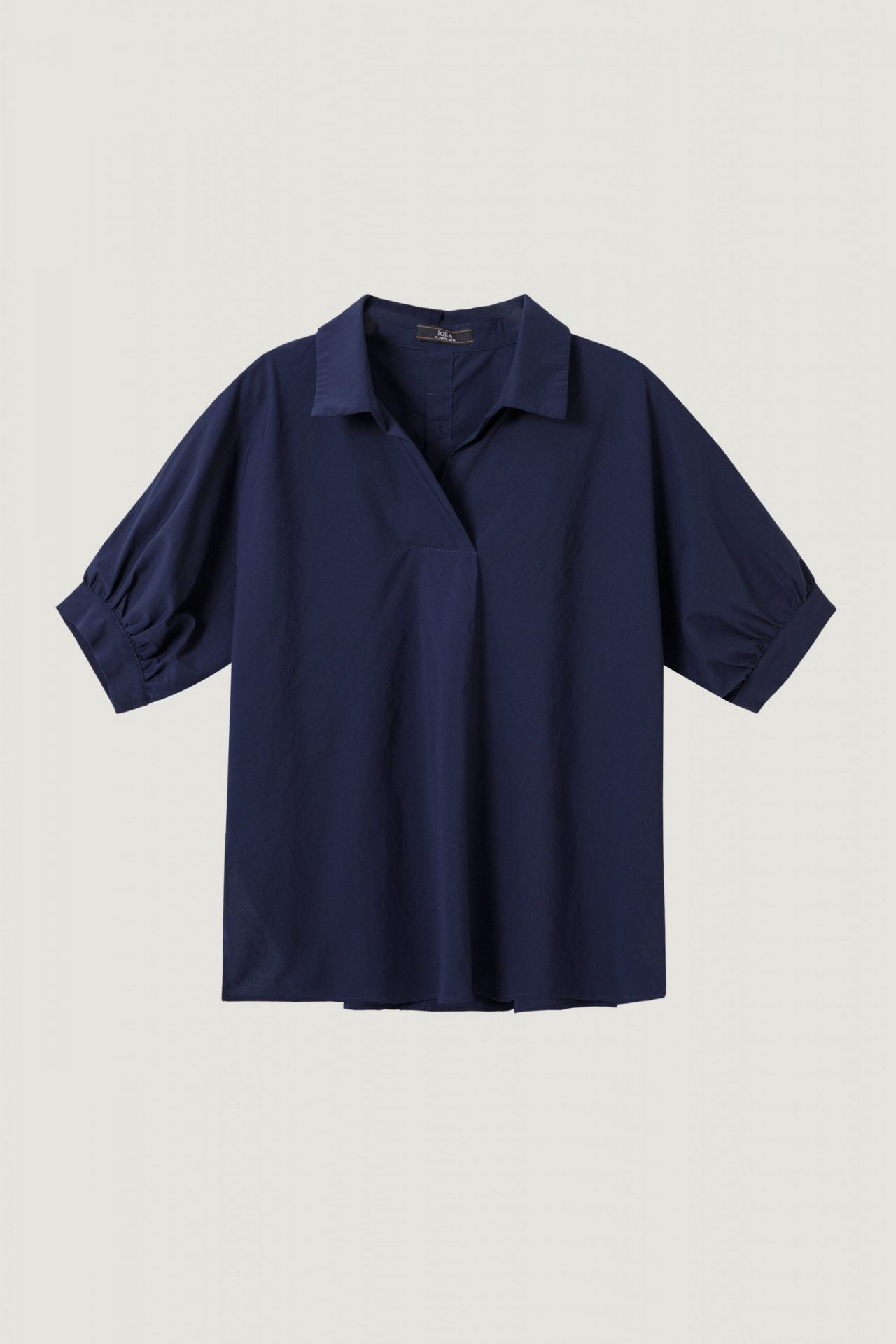 AB 6588 NAVY COLLAR GATHER DETAILS SLEEVES BLOUSE