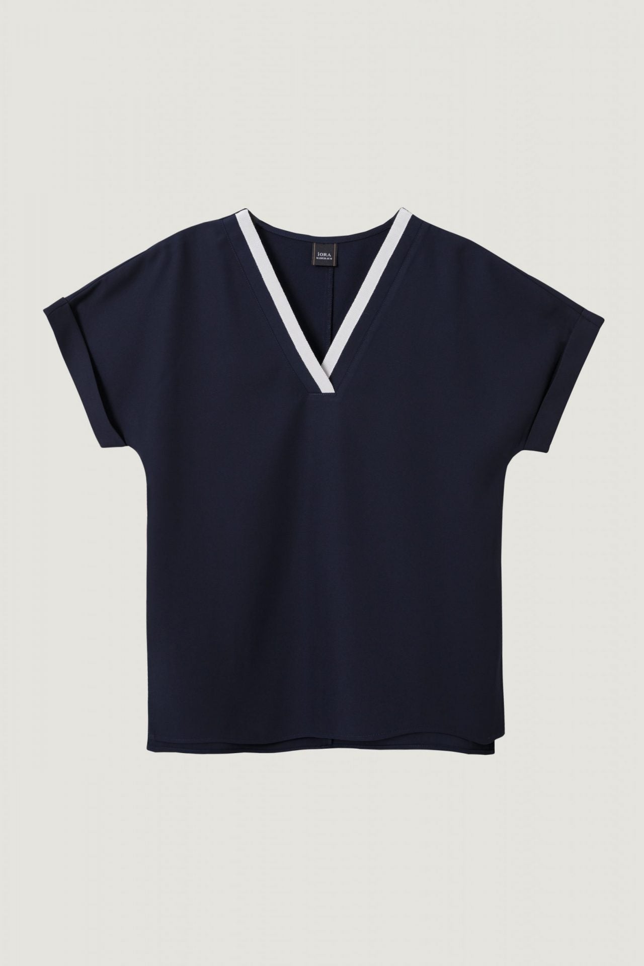AB 7955 NAVY V-NECK BLOUSE