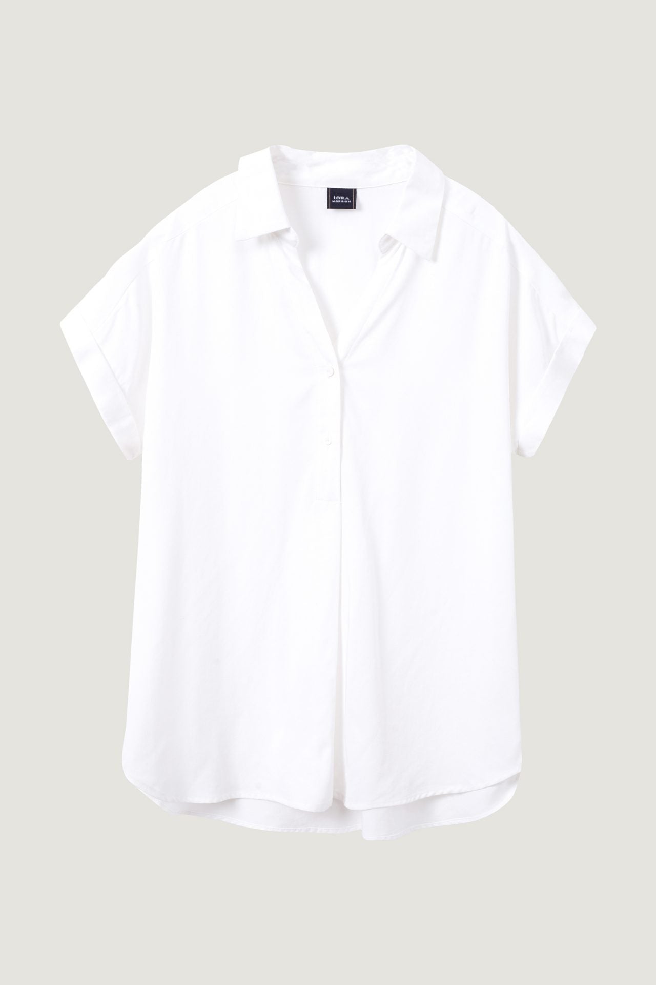 AB 8511 BUTTON TAB COLLARED BLOUSE CREAM