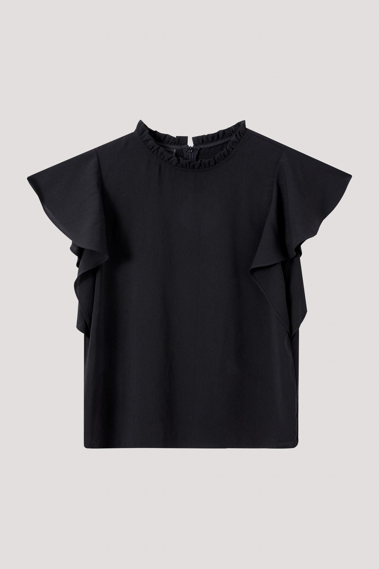 AB 8754 RUFFLED SLEEVES BLOUSE BLACK