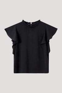 AB 8754 RUFFLED SLEEVES BLOUSE BLACK