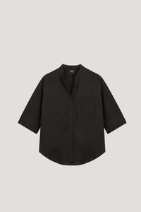 AB 9239 STANDING COLLAR BLOUSE BLACK