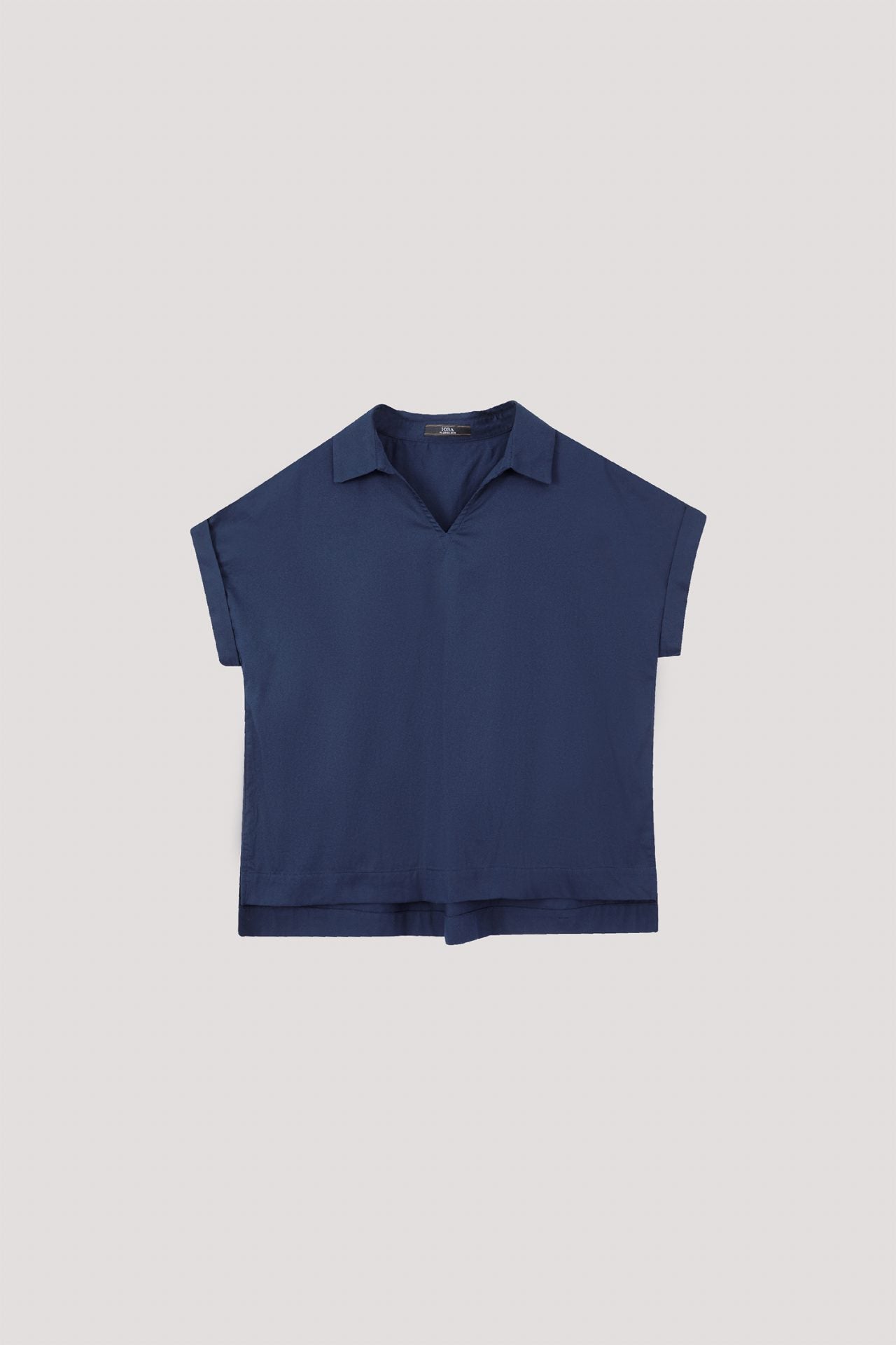 AB 9591 V COLLAR BLOUSE NAVY