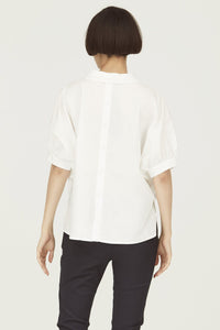AB6588 CREAM WIDE BACK BUTTON COLLARED BLOUSE BLACK