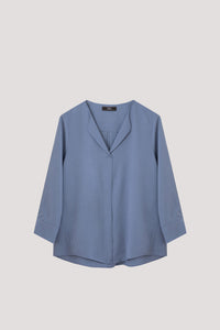 ABB 9384 FLAP COLLAR BLOUSE DENIM BLUE
