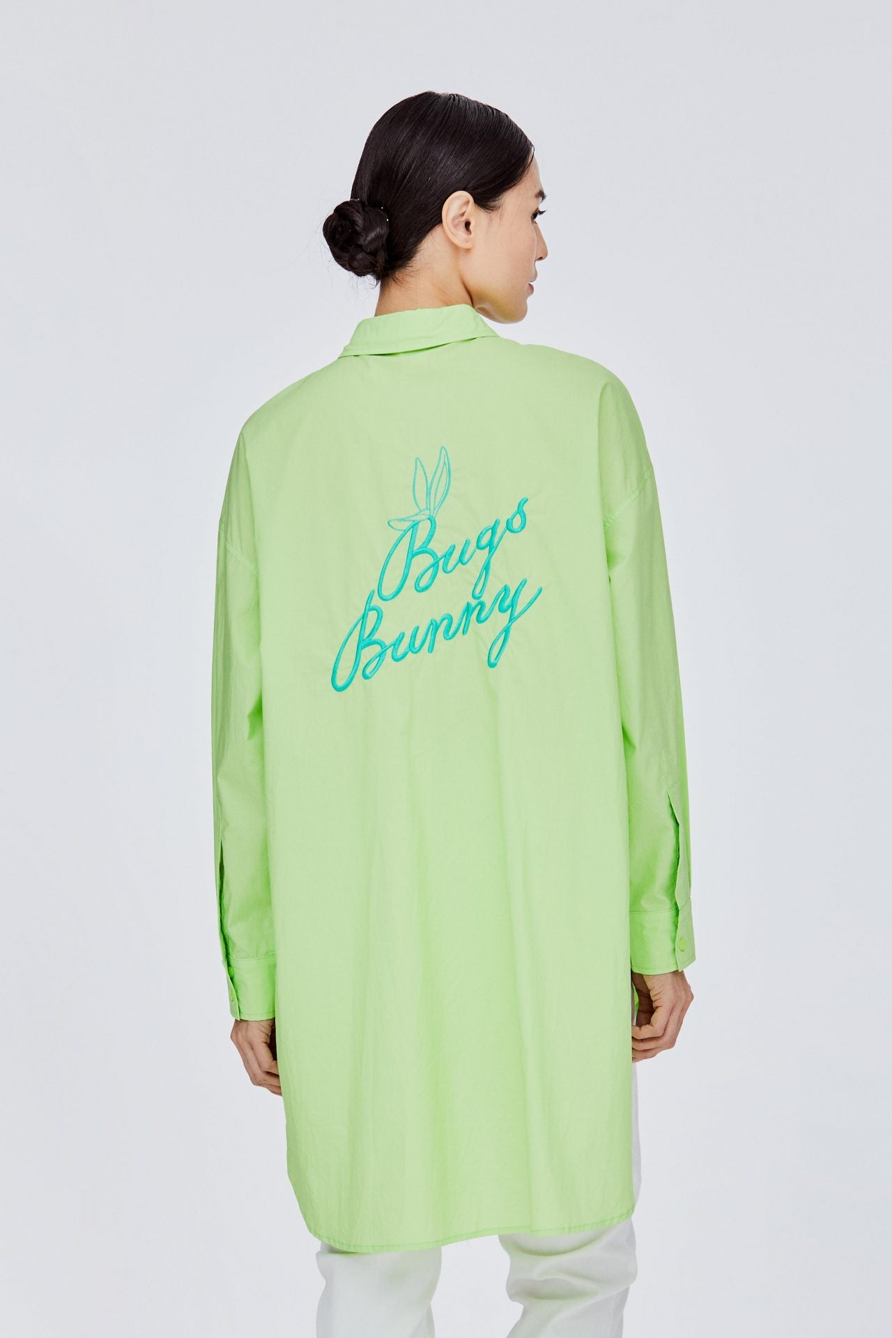ABL 11614 EMBROIDERED BACK LOGO BUTTON DOWN TOP NEON GREEN 2