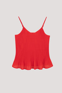 ABV 10340 SPAGHETTI STRAPS SHEER TANK TOP TANGERINE RED