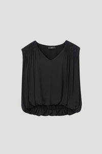 ABV 10654 ELASTICATED SLEEVELESS BLOUSE BLACK