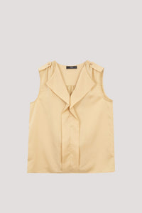 ABV 10702 FLAP COLLAR SLEEVELESS BLOUSE BUTTER