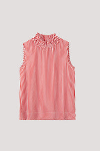 ABV 11172 HIGH NECK STRIPE BLOUSE RUSTY RED