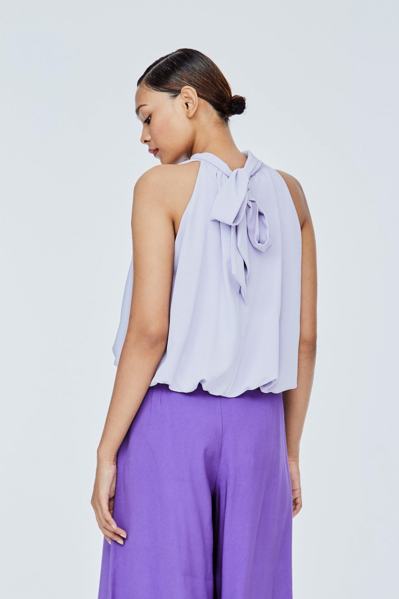 ABV 11497 HIGH NECK PUFFY BLOUSE LILAC BACK