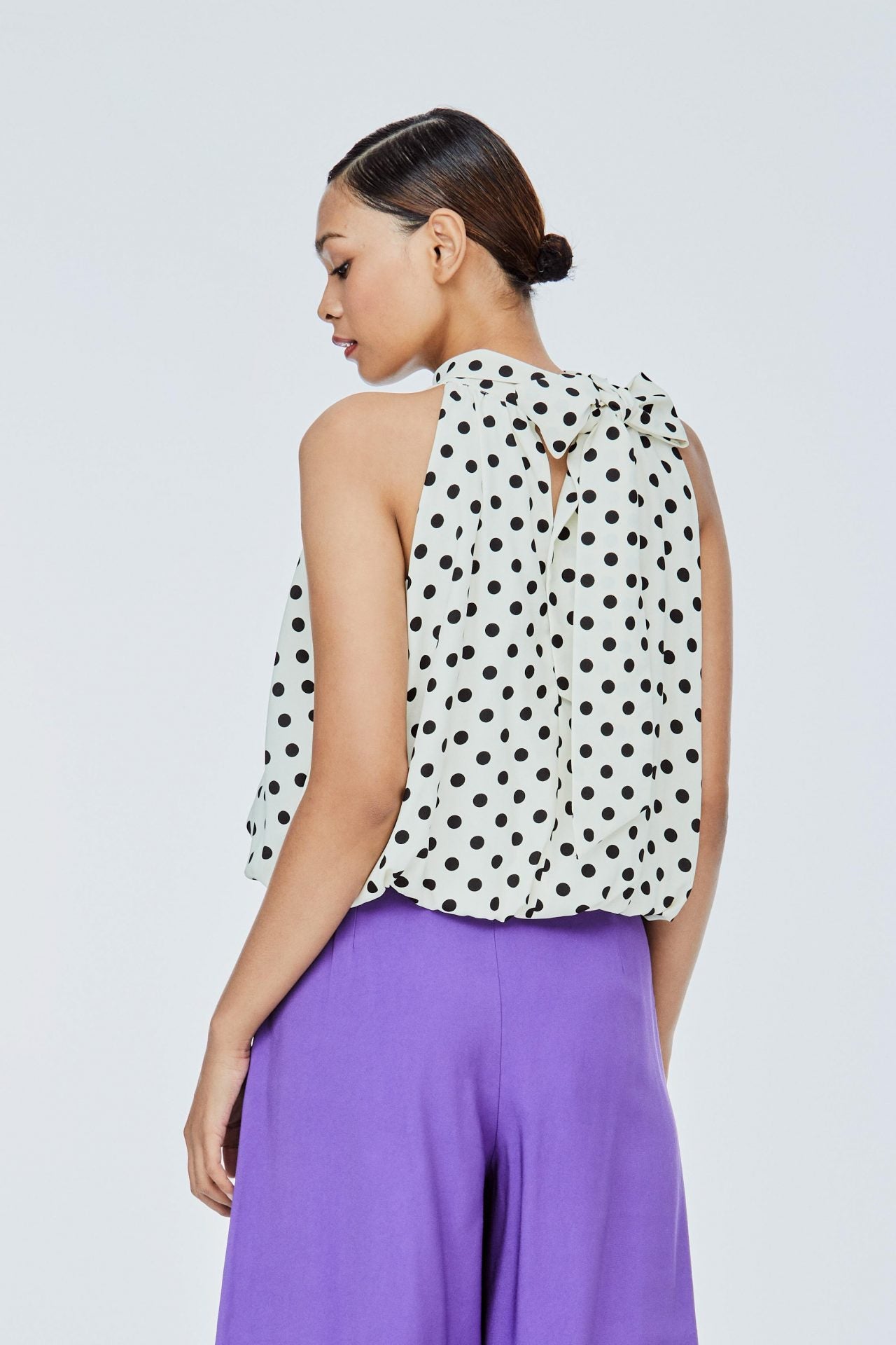 ABV 11498 HIGH NECK BLOUSE POLKA DOT BACK