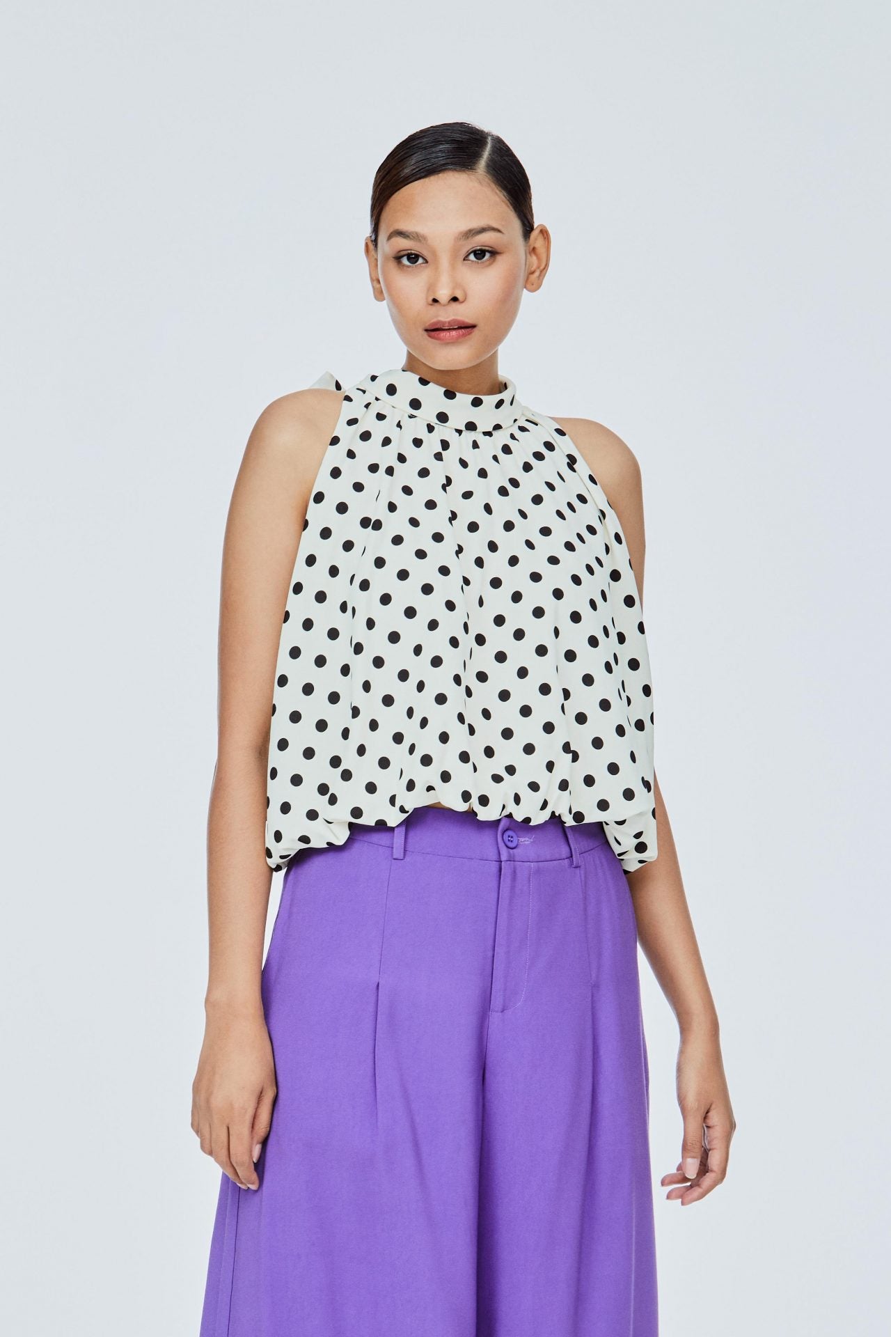 ABV 11498 HIGH NECK BLOUSE POLKA DOT