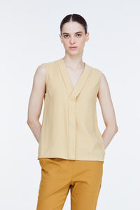 ABV 9238 V NECK SLEEVELESS TOP GOLD