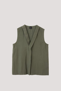 ABV 9238 V-NECK SLEEVELESS TOP KHAKI GREEN