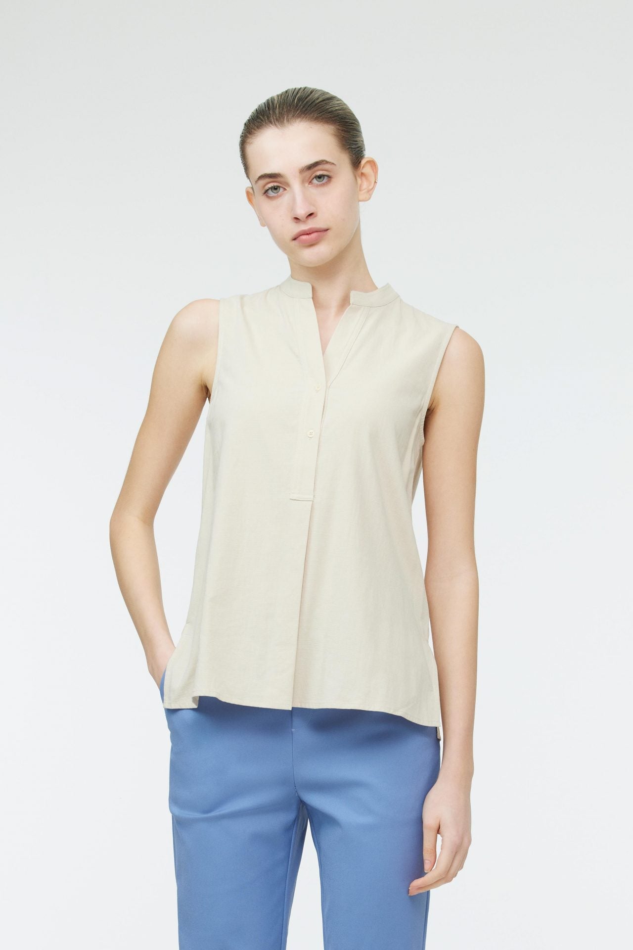 ABV 9780 SLEVELESS TUNIC TOP BEIGE
