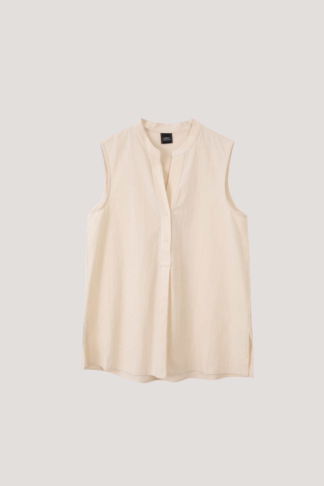 ABV 9780 STANDING COLLAR SLEEVELESS TOP ALMOND