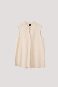 ABV 9780 STANDING COLLAR SLEEVELESS TOP ALMOND
