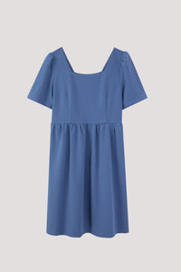 ADQ 10511 SQUARE NECK DRESS STEEL BLUE
