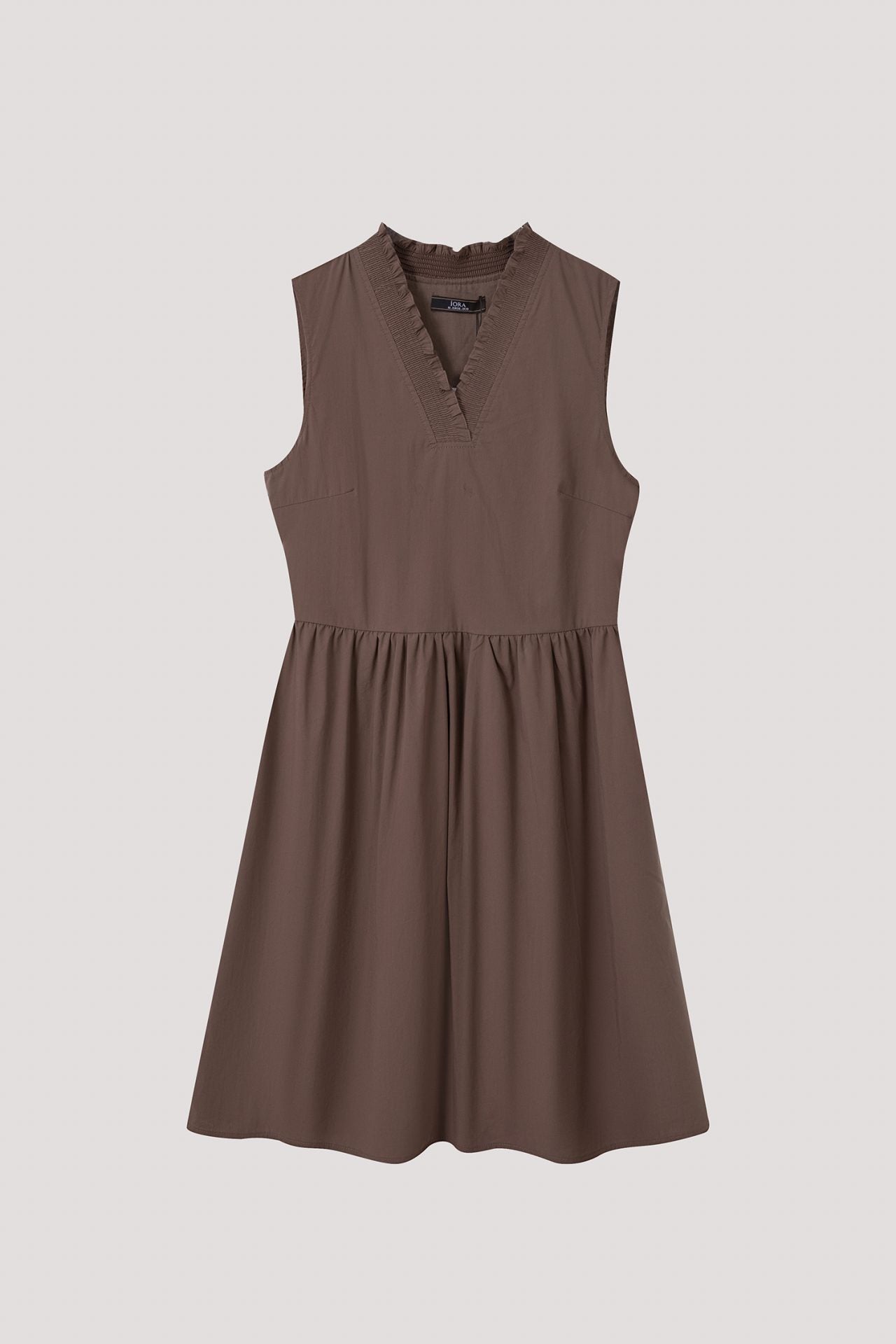 ADQ 11303 V NECK DRESS KHAKI BROWN