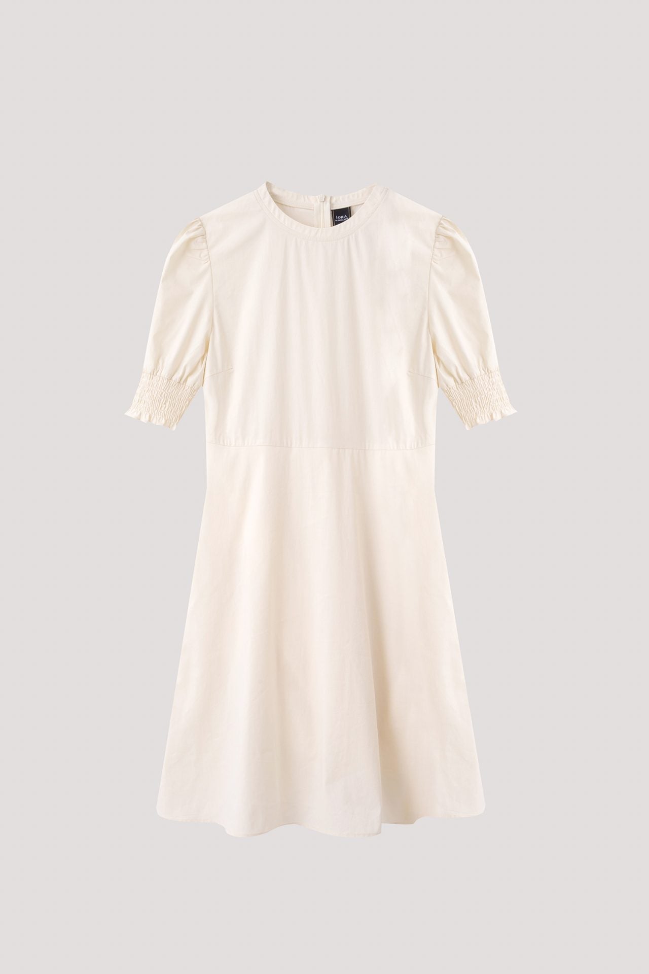 ADQ 11304 PUFF SLEEVE DRESS LIGHT BEIGE