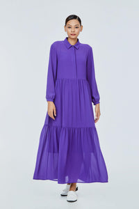 ADQ 11500 COLLAR LAYERED DRESS PURPLE