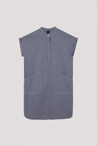 ADQ 9981 HIGH-NECK SHIRT DRESS NAVY