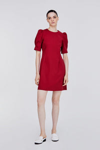 ADQ 9997 PUFFED SLEEVES DRESS DARK RED