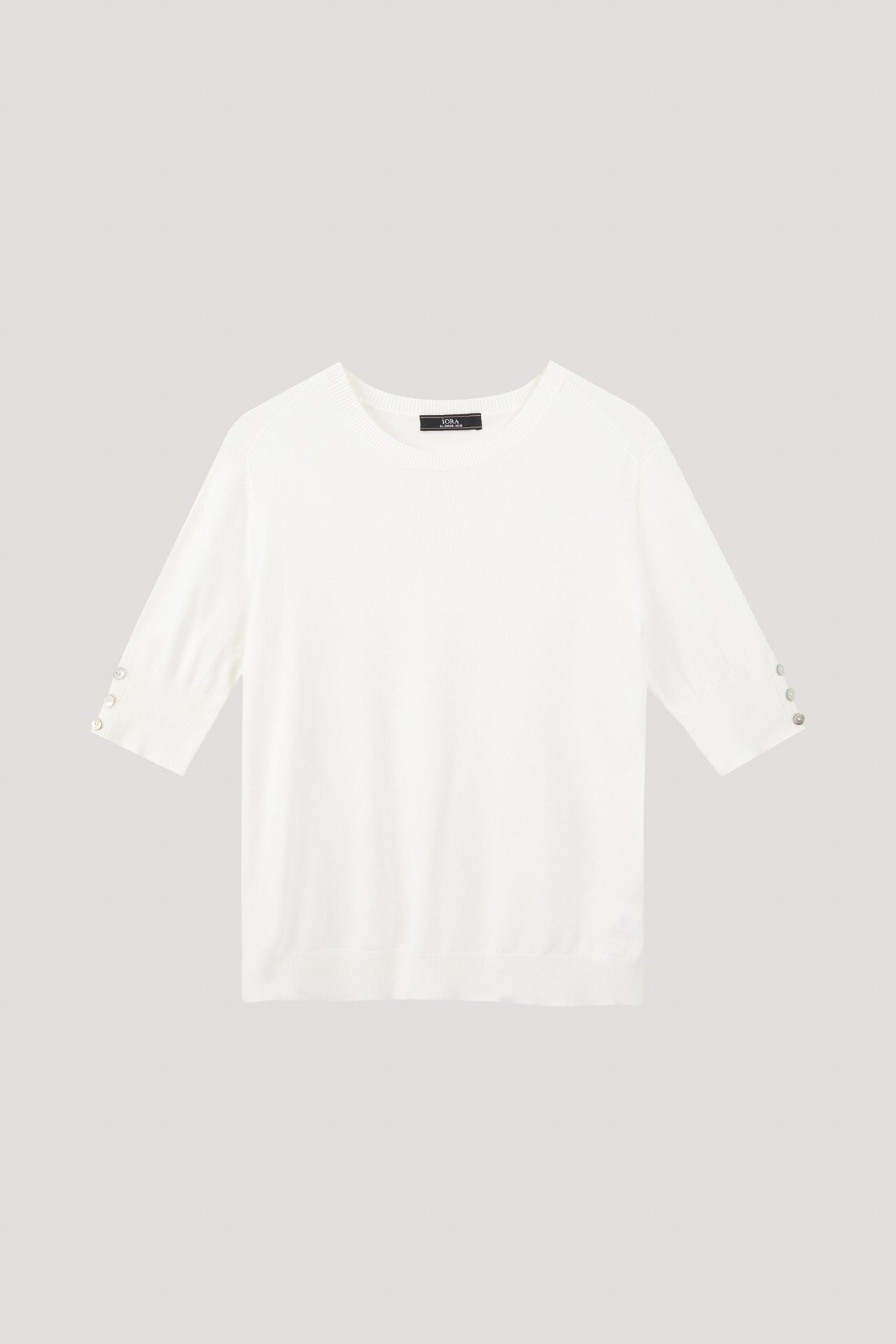 AK 10053 SLEEVED KNIT TOP CREAM
