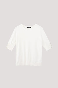 AK 10053 SLEEVED KNIT TOP CREAM