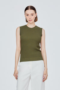 AK 10468 RIBBED KNIT TANK TOP K GREEN
