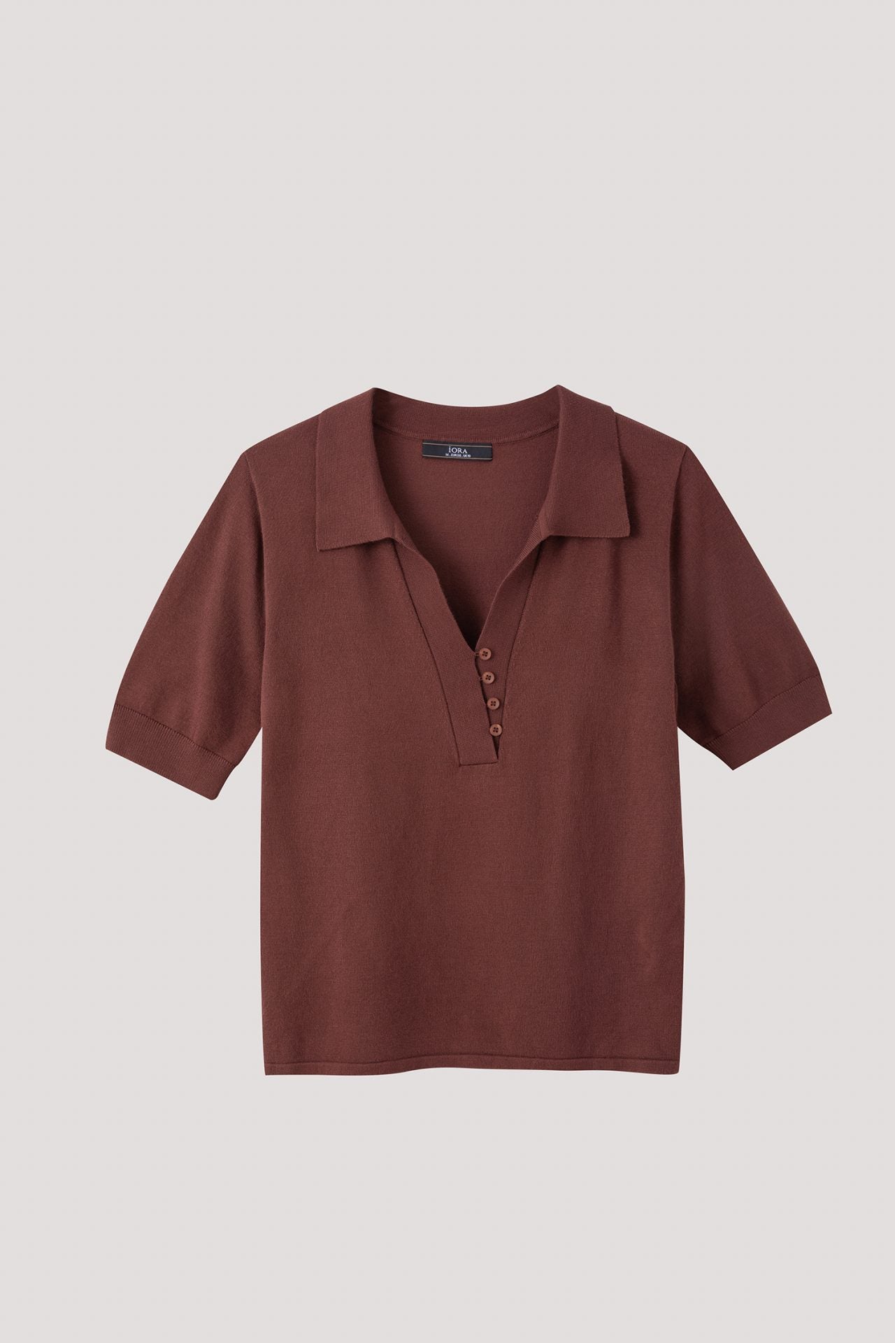 AK 10787 V NECK KNIT TOP BROWN