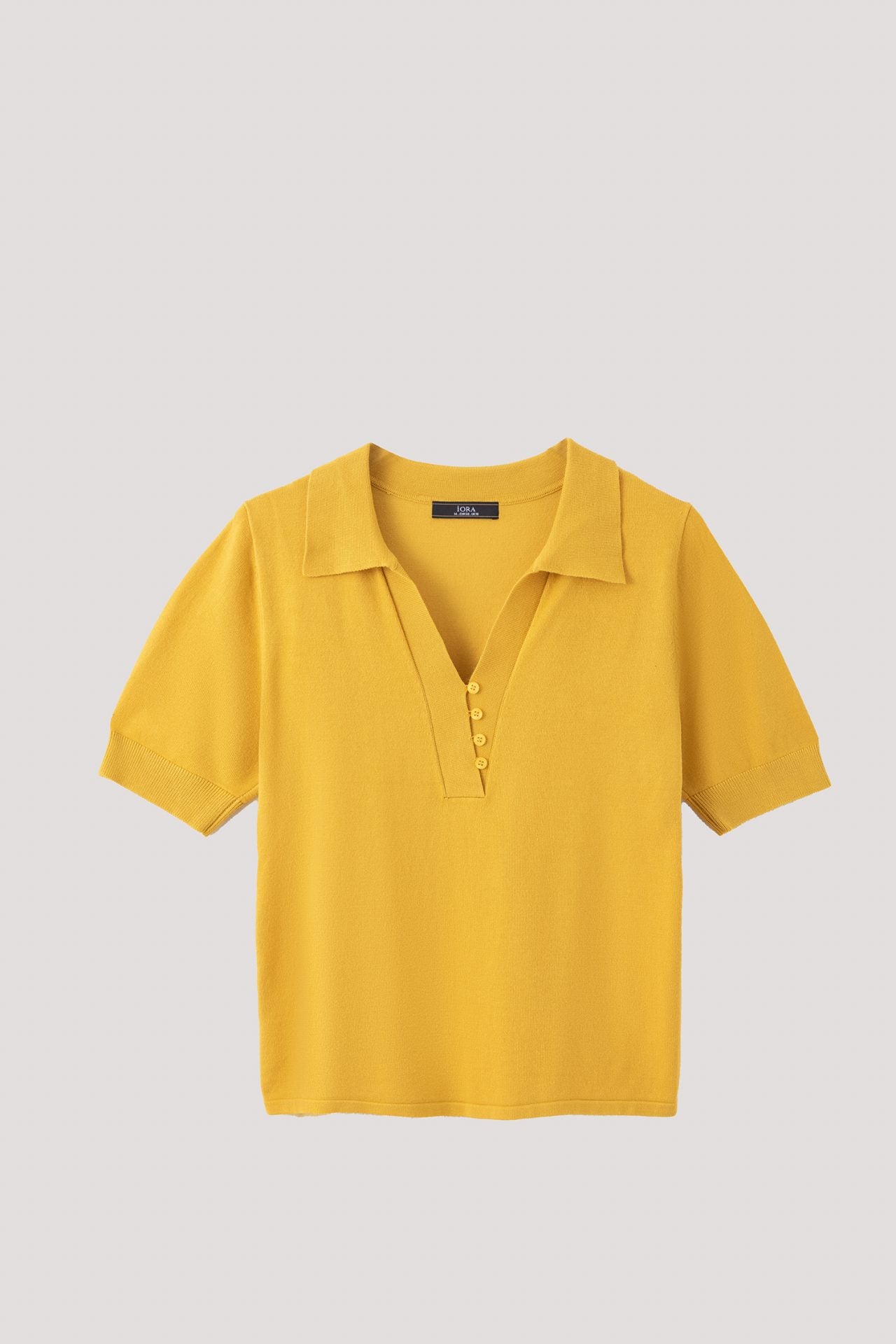 AK 10787 V NECK KNIT TOP YELLOW
