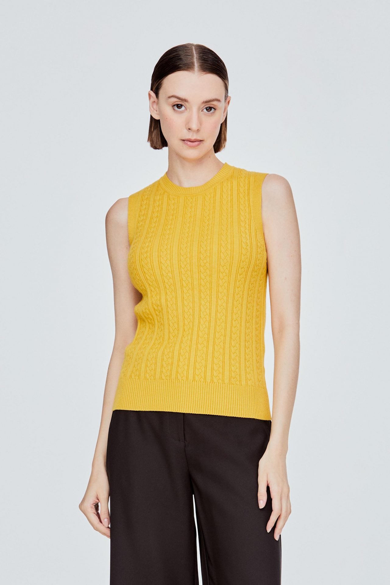AK 11178 TEXTURED KNIT TOP YELLOW