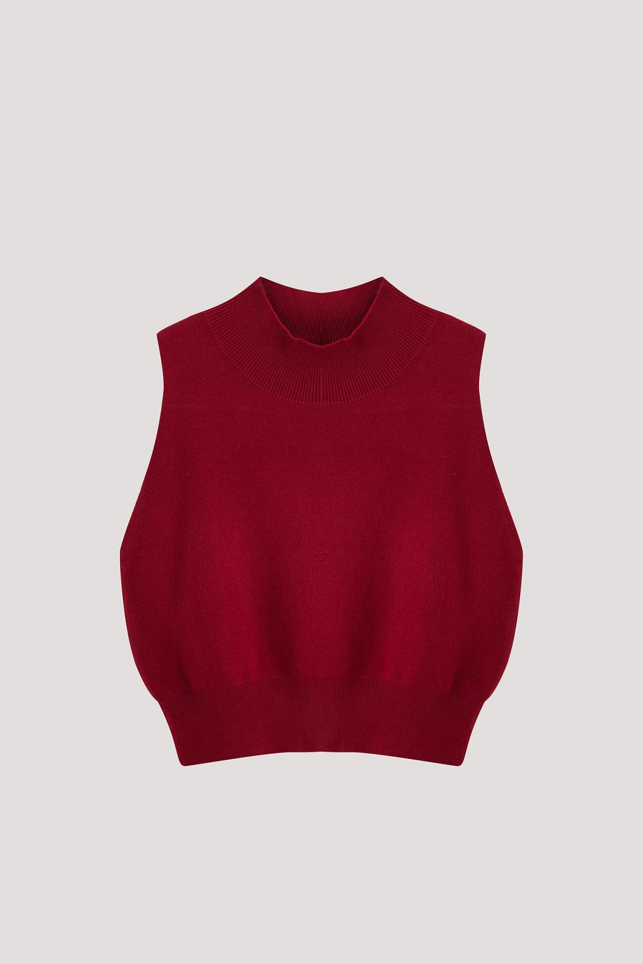 AK 11505 CROPPED KNIT TOP MAROON