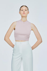 AK 11505 CROPPED KNIT TOP PINK