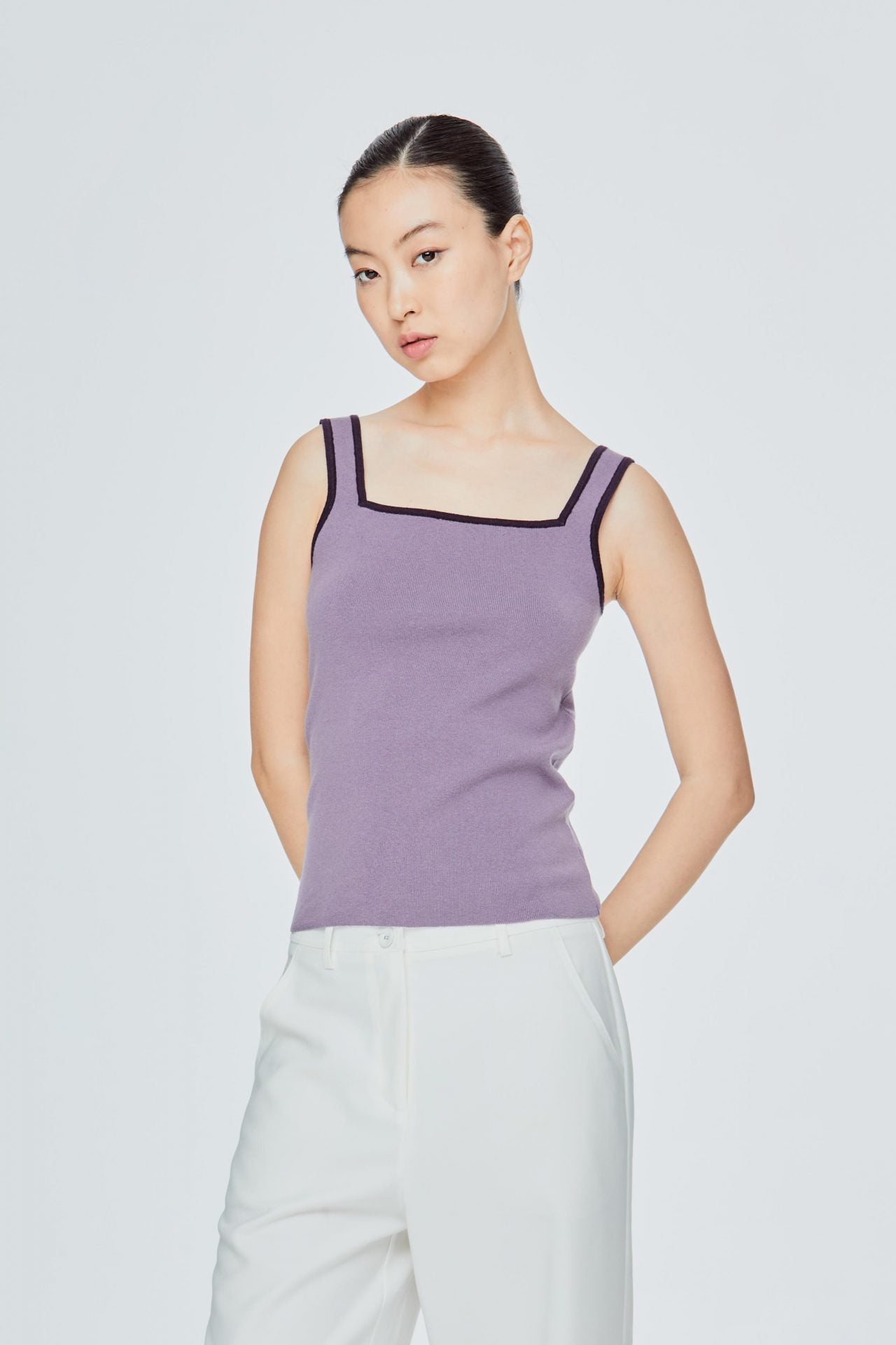 AK 11832 CONTRAST TANK KNIT YAM