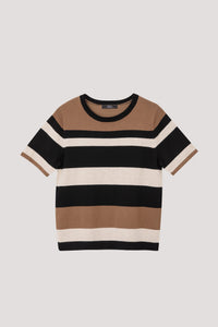 AK 7617 STRIPE KNIT TOP KHAKI