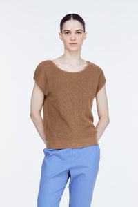 AK 8342 CAP SLEEVE TOP BROWN