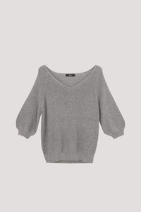 AK 8343 V-NECKLINE KNIT BLOUSE HUE GREY