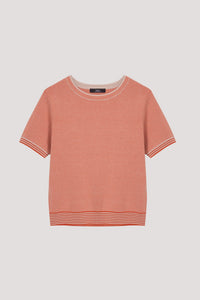 AK 8732 HEMLINE KNIT TOP ORANGE