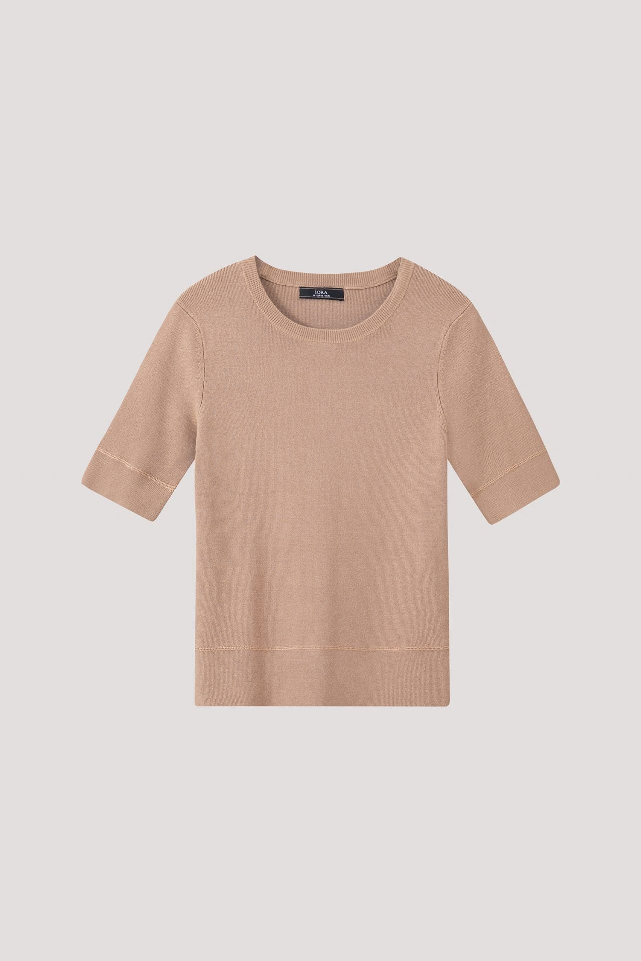 AK 9767 RIBBED HEMLINE KNIT TOP BEIGE